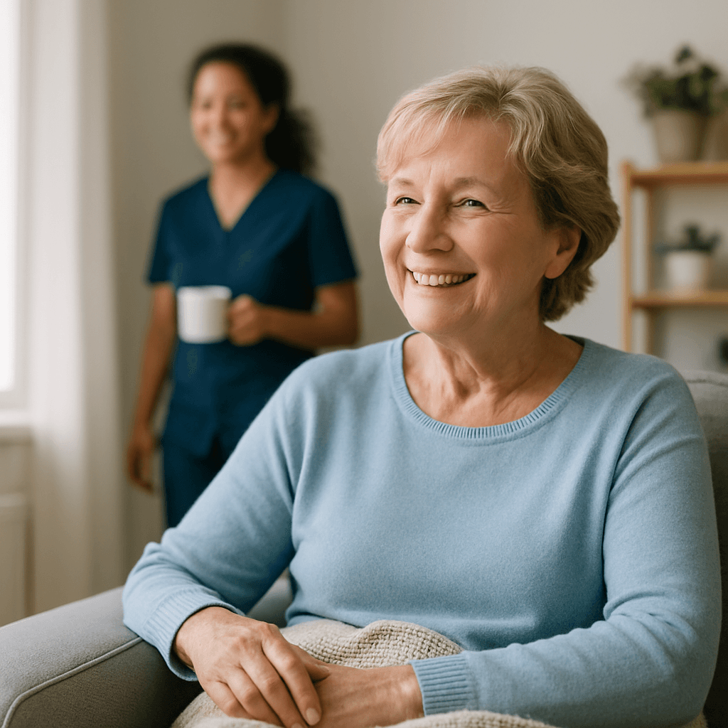 Thuiszorg situatie met zorgverlener